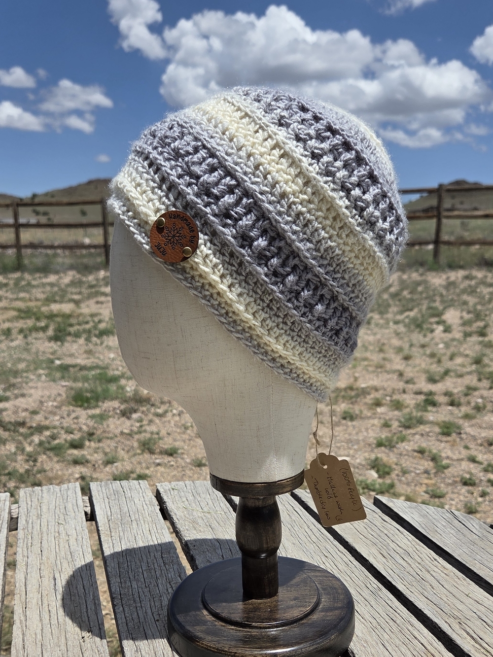 Artisan Handmade Crochet "Frosty Trail" Unisex Boho Beanie Hat